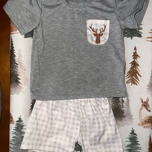 Gray Kids set with Deer Pocket